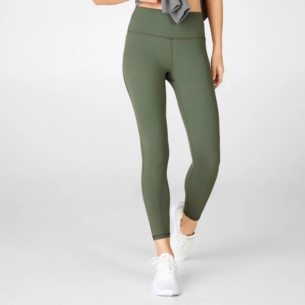 Fabletics Define PowerHold® High-Waisted 7/8 Legging Size Medium Color Safari